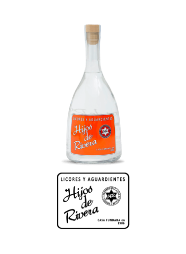 Licores y Aguardiente Hijos de Rivera Botella y Logo